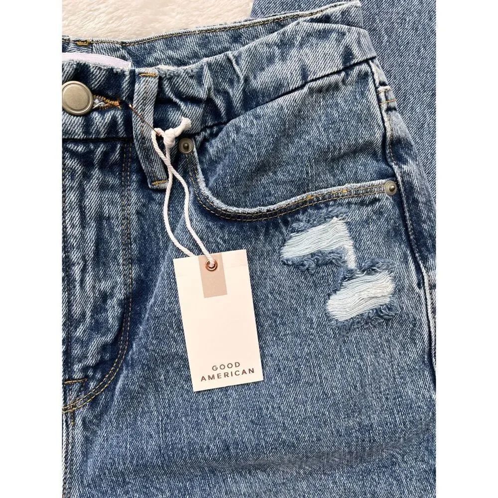 NWT Good American 90’s Duster Straight Leg Jeans in Blue950, Size 4 - Picture 8 of 16